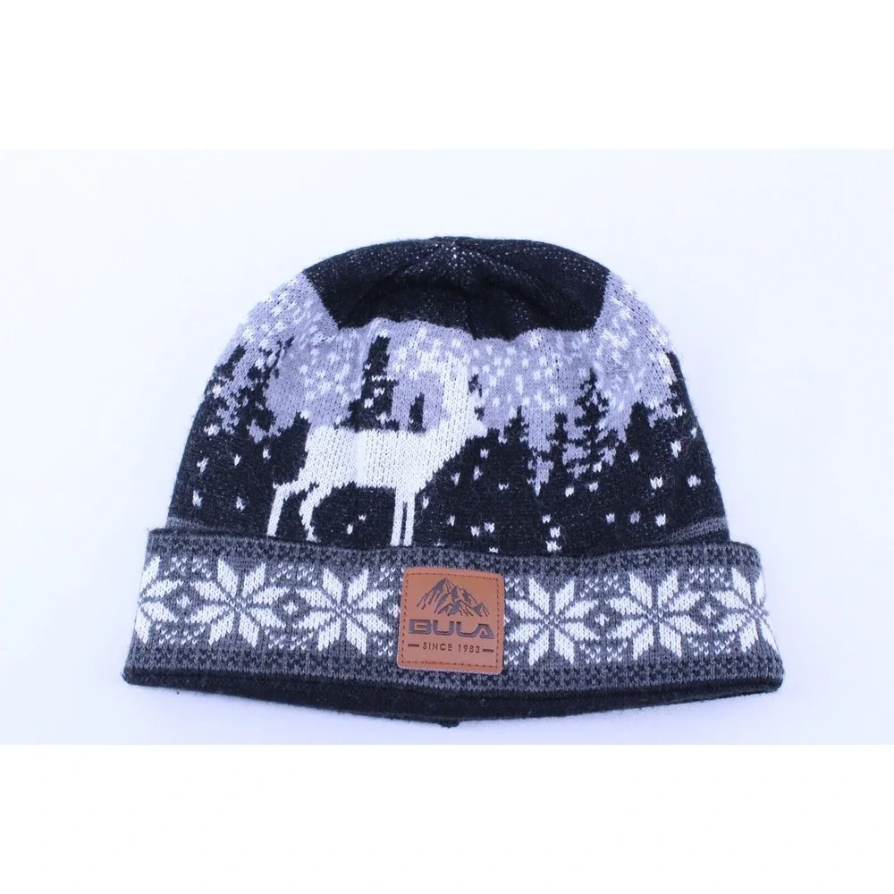 Bula Knit‎ Winter Hat Ski Snowboard Deer Scene with Snow